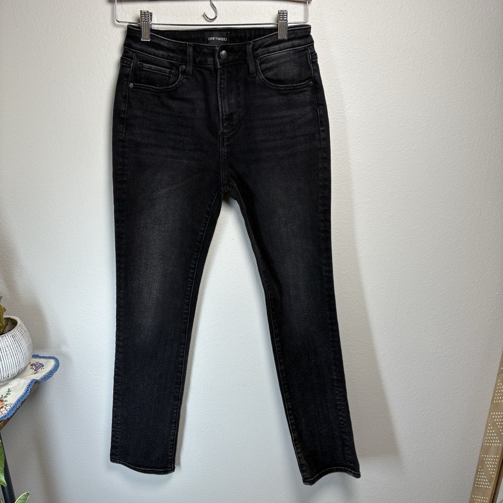 Driftwood Women 26 Black Jeans Audrey Slim Straight Stretch Denim